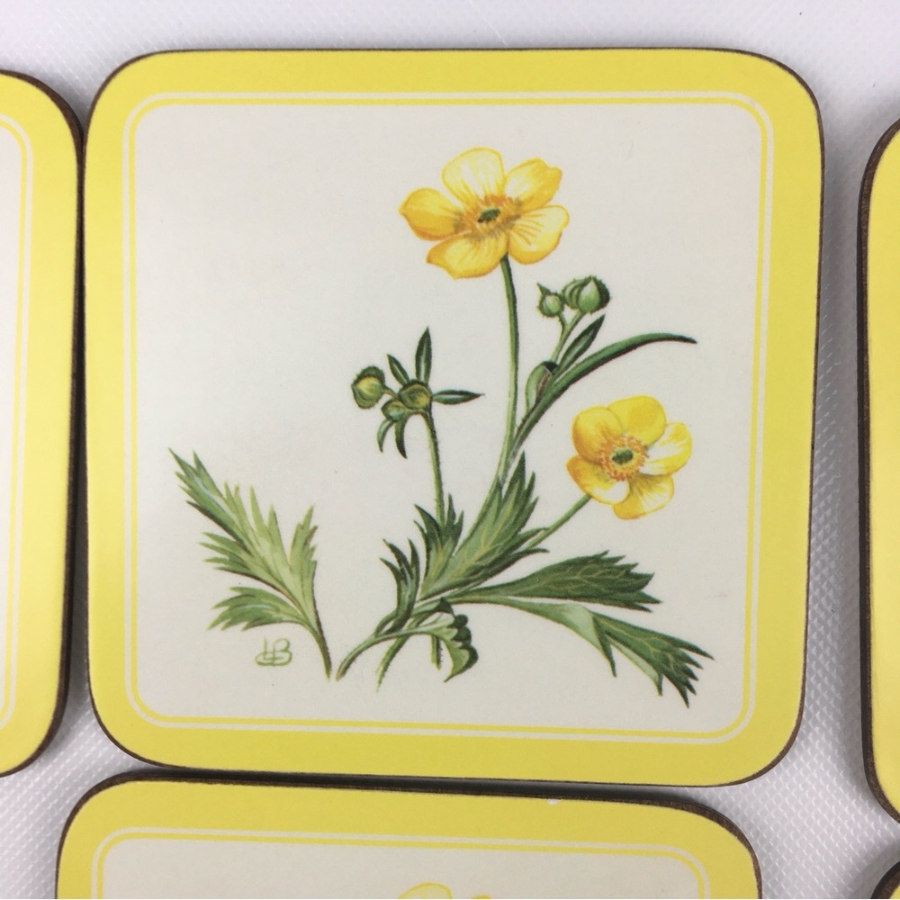 Vintage Pimpernel Yellow Floral Placemats and Coasters Set Cottagecore Botanical - Picture 3 of 13